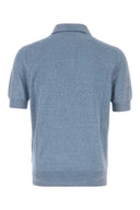 Brunello Cucinelli Cerulean Blue Linen Blend Polo Shirt
