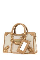 Balenciaga Two Tone Canvas And Suede Small Le City Handbag