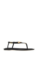 Balenciaga Black Leather Riva Thong Sandals