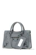 Balenciaga Graphite Leather Small Le City Handbag