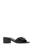Fendi Black Leather Baguette Mules