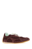 Bottega Veneta Burgundy Canvas And Suede Orbit Flash Sneakers