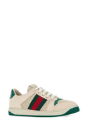 Gucci Ivory Mesh And Suede Screener Sneakers