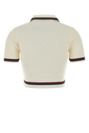 Gucci Ivory Gg Jersey Polo Shirt