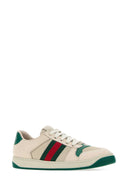 Gucci Ivory Mesh And Suede Screener Sneakers