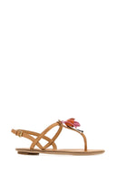 Prada Camel Leather Thong Sandals