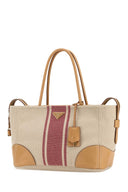 Prada Sand Canvas Large Shopping Bag
