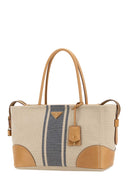 Prada Sand Canvas Large Shopping Bag