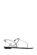 Prada Silver Leather Thong Sandals