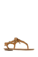 Prada Camel Leather Thong Sandals