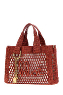 Chloe Red Raffia Summer Banana Shopping Bag