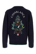 Casablanca Navy Blue Wool Blend Cardigan