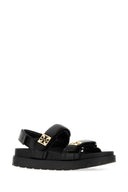 Tory Burch Black Leather Mellow Sandals