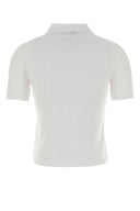Tory Burch White Stretch Viscose Blend Polo Shirt