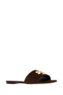 Tory Burch Chocolate Suede Eleanor Slippers