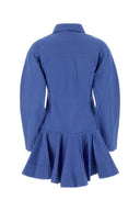 Ganni Cerulean Blue Stretch Poplin Mini Shirt Dress