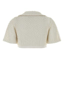Giuseppe Di Morabito White Crochet Polo Shirt