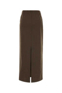 Jil Sander Brown Stretch Wool Blend Skirt