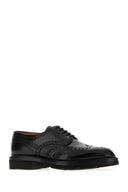 Santoni Black Leather Emil Lace Up Shoes