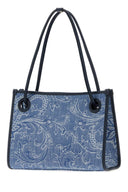 Etro Embroidered Denim Small Eyes Shopping Bag