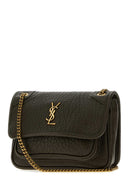 Saint Laurent Mini bolso bandolera Niki de cuero verde oscuro