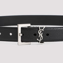 Saint Laurent Grained Calf Leather Belt