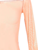 Osèree Feather Transparent Mesh Bodysuit