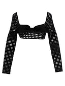 Giambattista Valli Cropped Macramé Bow Top
