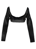Giambattista Valli Cropped Macramé Bow Top