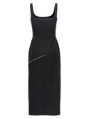 Alexander Mcqueen Zip Wool Midi Dress