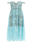 Self Portrait Blue Cord Lace Diamante Midi Dress