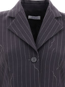 Off White Pinstriped Blazer