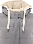 Brunello Cucinelli Nylon Down Vest With Hood And Shiny Trim