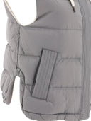 Brunello Cucinelli Nylon Down Vest With Hood And Shiny Trim