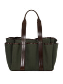 Max Mara Canvas And Leather Giardiniera Tote Bag