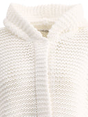 Brunello Cucinelli Soft Feather Yarn Link Stitch Poncho Style Cardigan With Monili