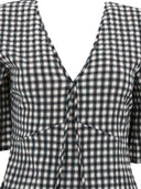 Ganni "Seersucker Check" V Neck Dress