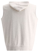 Brunello Cucinelli Techno Cotton Sleeveless Sweatshirt With Zipper And Hood