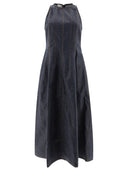 Brunello Cucinelli Wet Effect Denim Dress With Shiny Trims