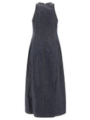 Brunello Cucinelli Wet Effect Denim Dress With Shiny Trims