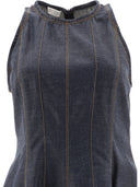 Brunello Cucinelli Wet Effect Denim Dress With Shiny Trims