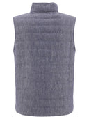 Brunello Cucinelli Denim Effect Linen Vest Jacket
