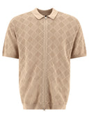 Strålar plus zip -stickad mesh polo -skjorta