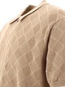 Strålar plus zip -stickad mesh polo -skjorta