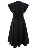 Alaïa Belted Dress In Stretch Raw Denim