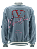 Valentino Bomber With V Logo Signature Print
