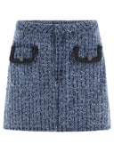 Self Portrait Textured Denim Skirt