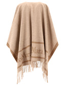 Max Mara Jacquard Logo Decorated Wool Poncho