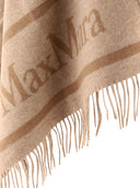 Max Mara Jacquard Logo Decorated Wool Poncho