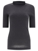 Brunello Cucinelli Ribbed T Shirt With Monili